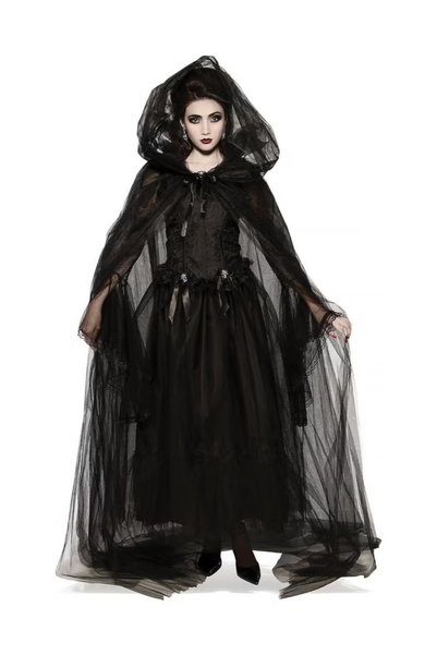 TAPIT Halloween Women's Black Hooded Cape - Cosplay Costume for Witch Dress &...