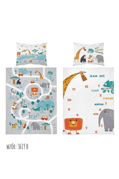 Detexpol Set lenjerie de pat pentru copii, Model safari, Bumbac, 2 piese, 90x...