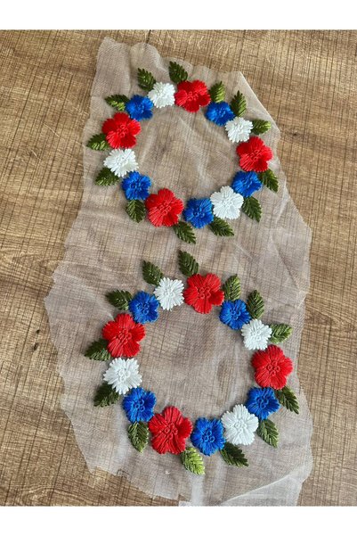Gönülden Tasarım 2 Pieces Embroidery Applique Sewing Embroidery 19X19 cm