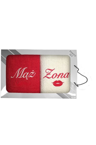 Karo Set prosoape de baie 2 piese 70x140cm crem si rosu