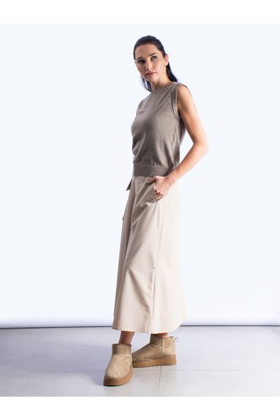 byözlemyazan Asymmetrical Design Wide Leg Trouser Skirt