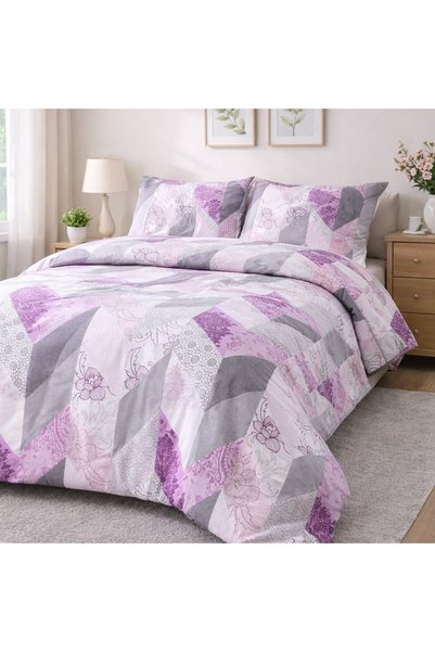 Darymex Lenjerie de pat din bumbac 160x200, COTTONLOVE, alb gri roz zigzag + ...