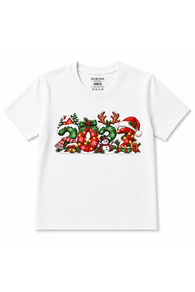 Rabona Fashion Crăciun 2027 – Tricou grafic festiv pentru copii cu om de zăpa...