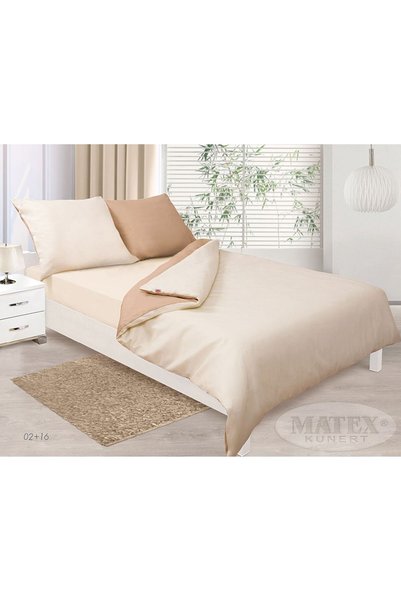 Matex Lenjerie de pat Double Face, 100% bumbac, bej/crem, 160x200cm, 2 fete d...