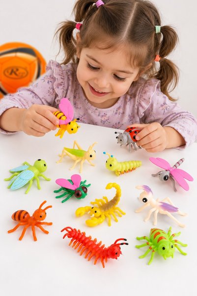 RCO Set 12 figurine Insecte si mici vietuitoare, albina, buburuza, paianjen, ...