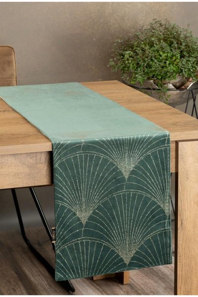 Eurofirany Napron, 35x140cm, 100% poliester, verde inchis