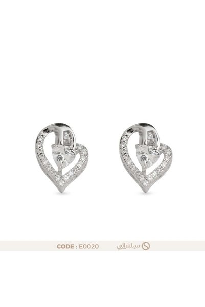 silveraty حلق قلب فضة عيار 925 مطلي روديوم