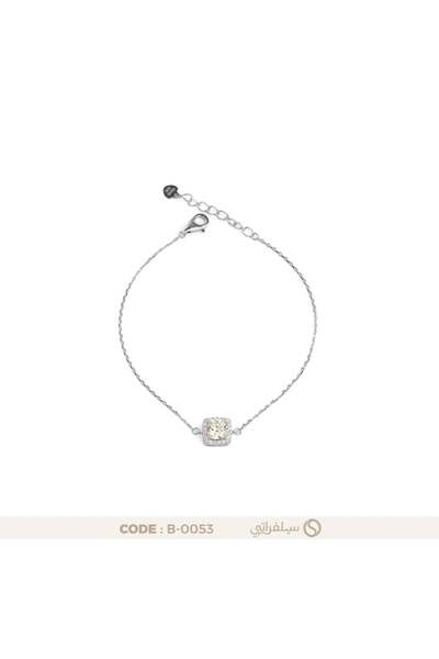 silveraty سوار فضة نسائي بهالة زركون بلمعان الألماس، مطلي روديوم