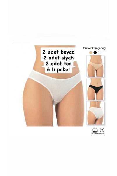 LİKRALI BİKİNİ SLİP 6 LI PAKET SİYAH BEYAZ TEN