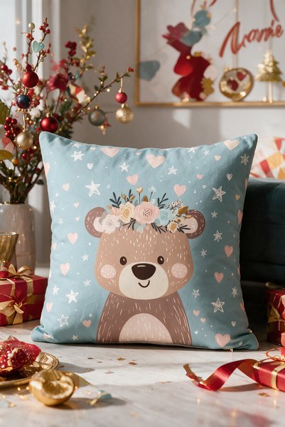 LadiesHome New Year Themed Throw Pillow Cover 43X43 cm Digital Printed Decora...