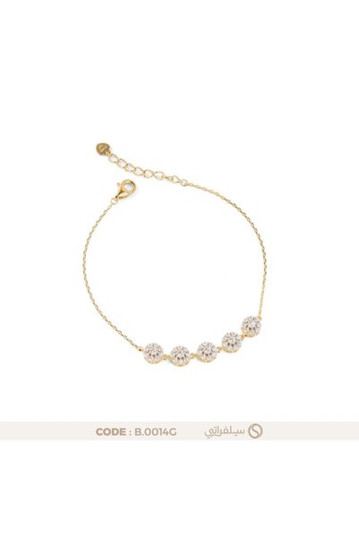 silveraty سوار وردة بفصوص زركون فضة عيار 925، مطلي روديوم وماء الذهب