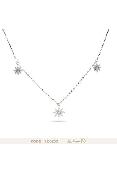 silveraty Flower Pendant with Zirconia 925 Sterling Silver Rhodium Plated