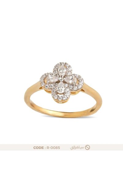 silveraty خاتم فضة وردة عيار 925 مرصع بالزركون مطلي روديوم وماء الذهب