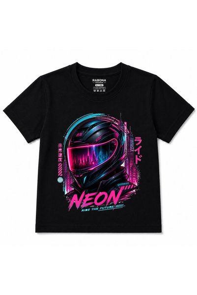 Rabona Fashion Neon Override – خوذة دراجة نارية بتصميم Cyberpunk وقميص برسوما...