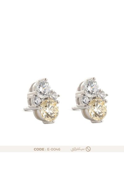silveraty حلق كونستيلا فضة عيار 925 بكريستال أصفر وأبيض مطلي روديوم