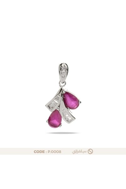 silveraty تعليقة ياقوت أحمر فضة عيار 925 بتصميم مروحي