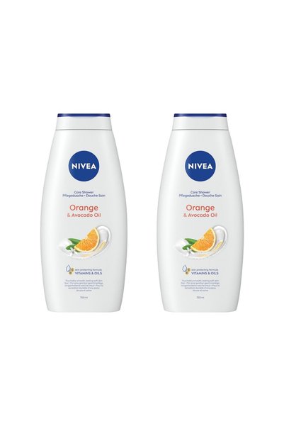 NIVEA Set de 2 geluri de duș cu ulei de portocală și avocado, 750 ml