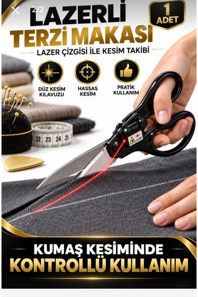 HMO GLOBAL Lazerli Terzi Makası Kumaş Kesme Makası Lazer Çizgili kesim klavuz...