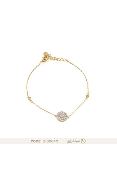 silveraty سوار فضة عيار 925 بفص دائري مرصع بالزركون، مطلي بالروديوم وماء الذهب