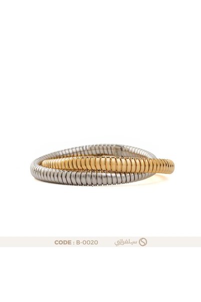 silveraty سوار أوميغا فضة عيار 925 ثنائي اللون، مطلي بالروديوم وماء الذهب