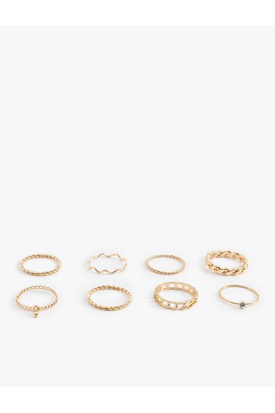 Koton Steel Mixed Stone Detailed 10-Piece Ring Set