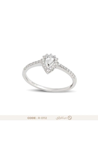silveraty 925 Silver Zircon Rhodium Plated Water Gold Tear Drop Ring