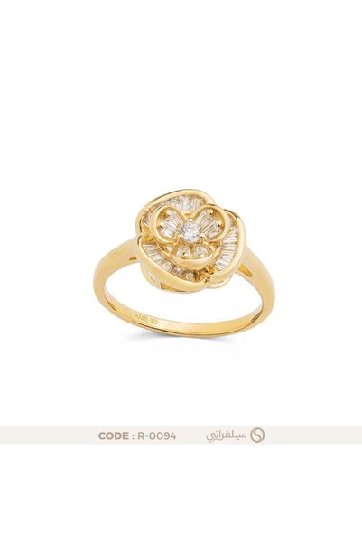silveraty خاتم زهرة ملتفة فضة عيار 925 مرصع بالزركون مطلي روديوم وماء الذهب