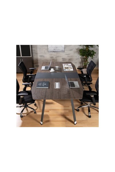 Midas Furniture طاولة اجتماعات مكتبية من روستباني - لون رمادي