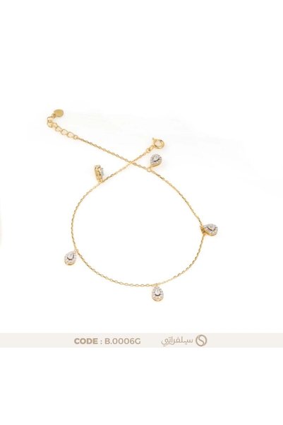 silveraty سوار الدمعة فضة عيار 925 مرصع بالزركون، مطلي بالروديوم وماء الذهب