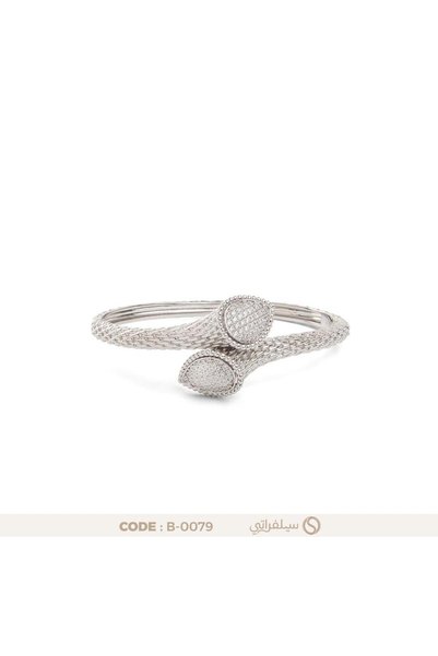 silveraty سوار ملتف فضة عيار 925 بنهايتين مرصعتين بالزركون