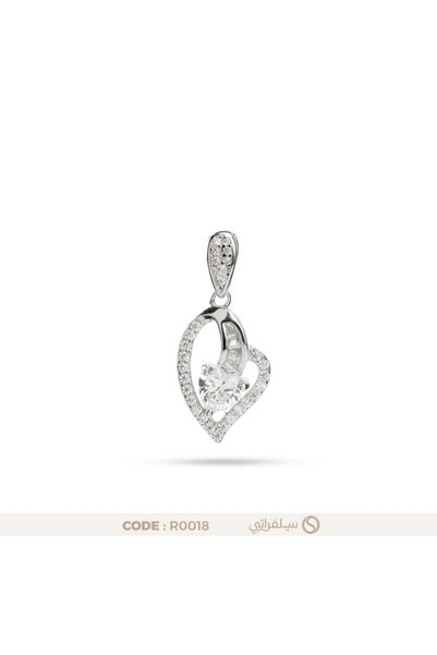 silveraty تعليقة قلب فضة عيار 925 مرصعة بالزركون مطلية روديوم