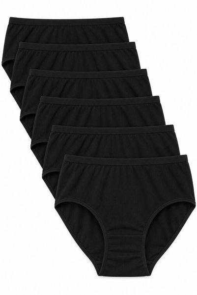 REN Women's 6-Piece Black Cotton Lycra Camisole Bato Panties High Waist, 94% ...
