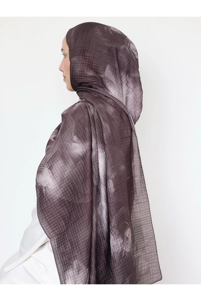 Hepsi Moda Misty Rose Pattern Muslin Shawl - Mocha