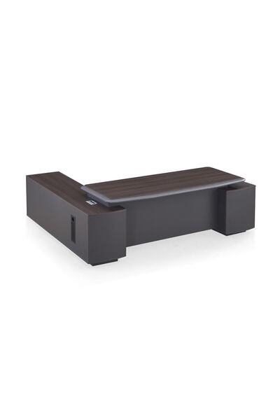 Midas Furniture مكتب رينجو 240 سم + وحدة جانبية يسرى + درج - رمادي