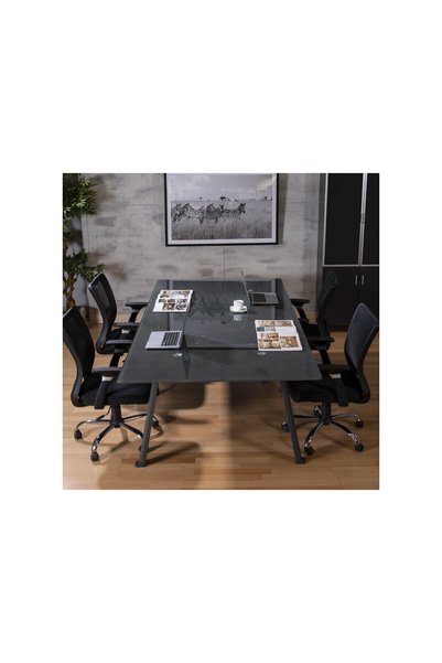 Midas Furniture طاولة اجتماعات للمقابلات المكتبية - رمادية اللون
