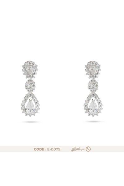 silveraty حلق دمعة السوليتير فضة عيار 925 مرصع بزركون بلمعان الألماس، مطلي رو...
