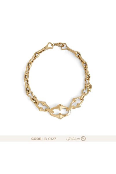 silveraty سوار فضة عيار 925 بحلقات هندسية، مطلي بالروديوم وماء الذهب