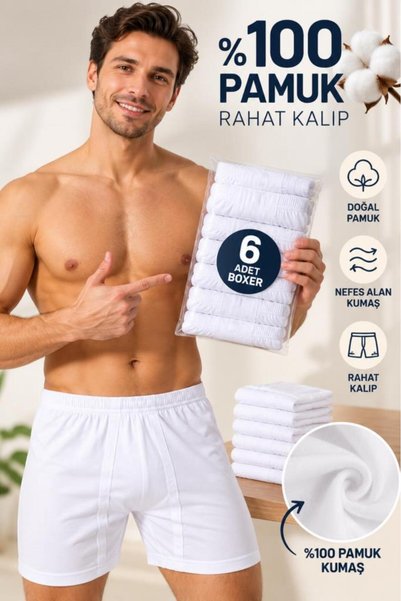 trendybee Men's Long Underpants White Color 6-Pack – All-Day Comfort Special Box