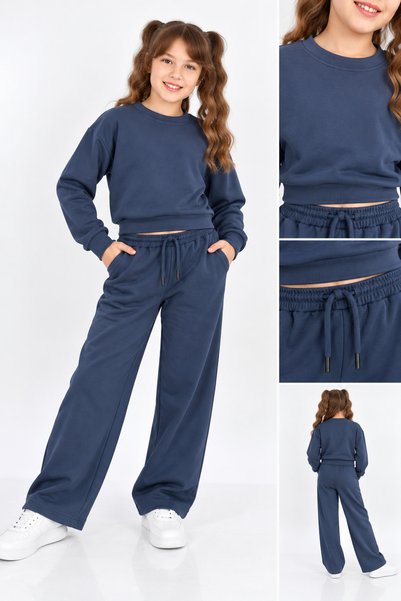 RUN LİFE Children's Oysho Modal Fabric Oversized Wide-Fit Girls' Tracksuit Set