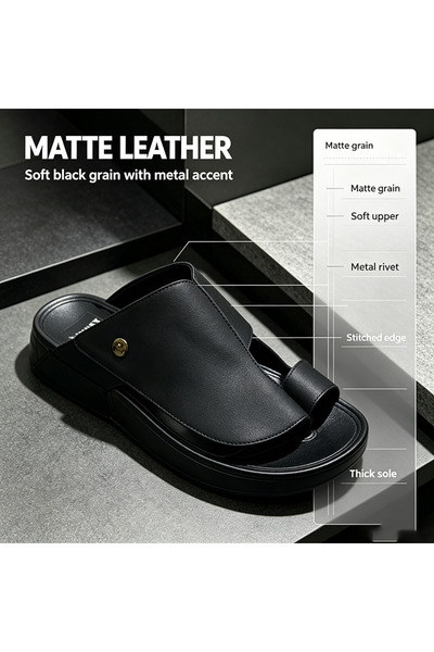 Al Masheel Store Lightweight Men's Leather Sandals Breathable Strap Design Cu...