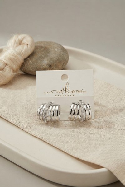 Angel Of Life Silver Color Brass Cage Model Hoop Earrings