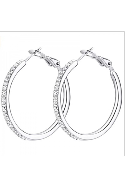 OEM Cercei Rotunzi „Crystal Circle” placați cu Argint S925 și Zirconium
