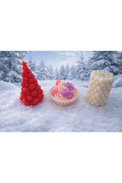 OEM Set de 3 lumânări, aromă de scorțișoară și pin, aromă de vanilie și bule,...