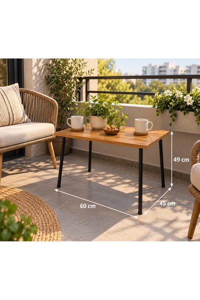 WOODENSA Çok Amaçli Salon Balkon Yatak Odasi Sehpasi Kahverengi Sunta 60x45x4...