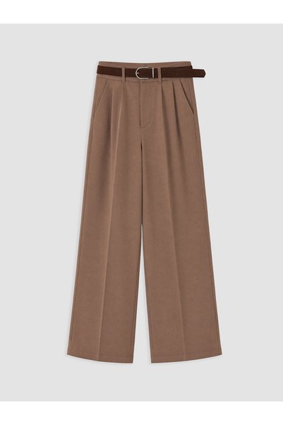 LC Waikiki Sparkling Choices Women's Pleated Fabric Pants with Belt from Shin...