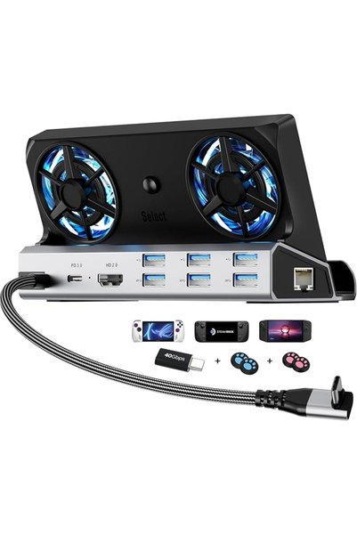 GENERAL مروحة تبريد مزدوجة 10 في 1 ستيم ديك مع 4K@60Hz و5 منافذ USB، 1000Mbps...