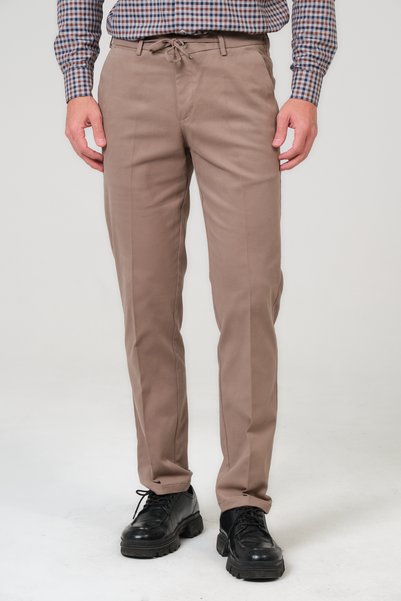 PSY Erkek Camel Düz Dokuma Comfort Fit Casual Kışlık Pantolon