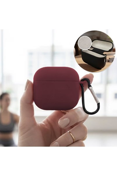CaseOnn Apple AirPods 5 ile Uyumlu Kılıf Askı Aparatlı Lansman Bordo