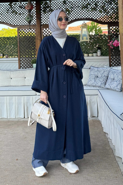 Rabia Şamlı Nazenin Kot Tencel Kap Lacivert
