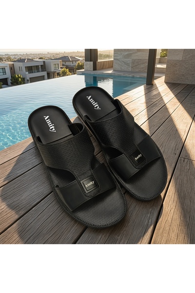 SaudEva Foot صنادل رجالية جلدية مريحة بحلقة للقدم، بنعل متوسط مبطن ودعم للكعب...